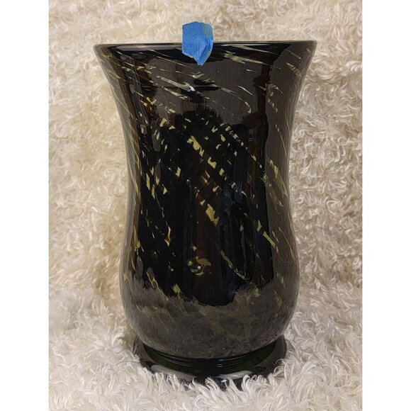 Vintage Hand Blown Green and Black Swirl Vase - Picture 3 of 16